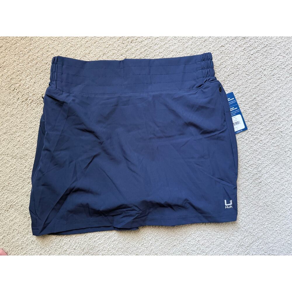 Huk Tide Point Skort Womens L Blue Fishing Performance Skirt Shorts NWT